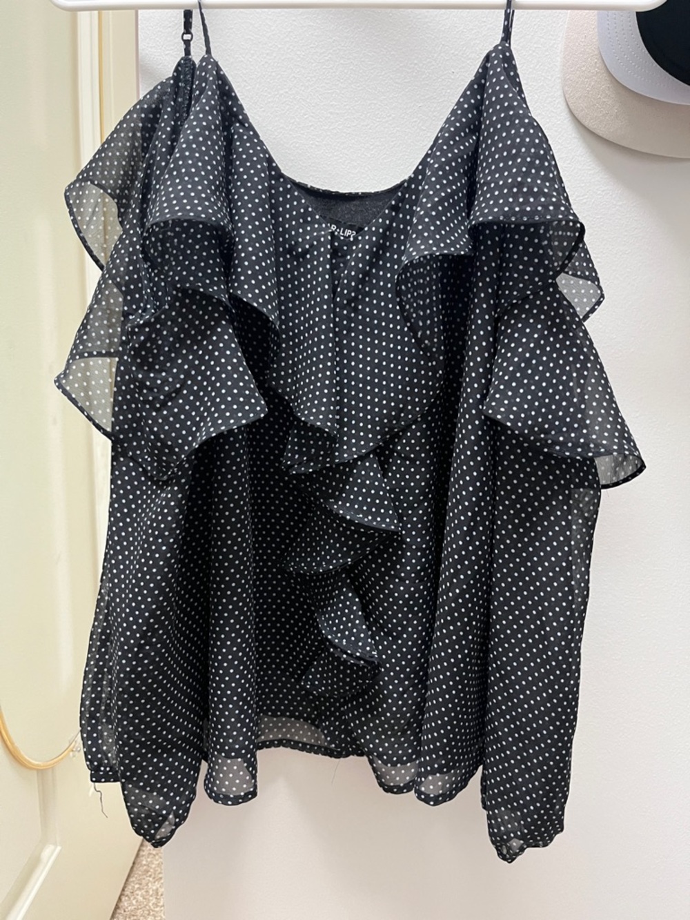 Sugarlips Black and White Polka Dot Ruffle Camisole